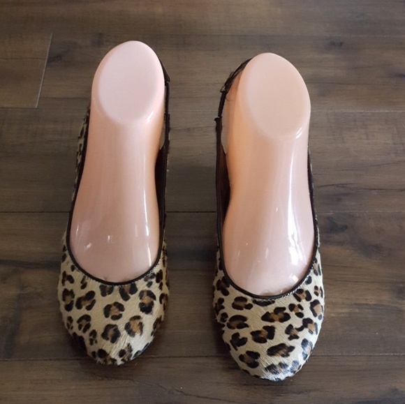 Franco Sarto Calf Hair Lepoard‎ Sculpted Wood Stack Wedges - Picture 4 of 7